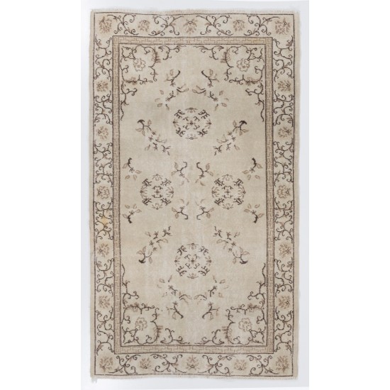 Art Deco Chinese Design Wool Rug in Beige, Brown, Taupe Colors, circa 1960 Art Deco Chinese Design Wool Rug in Beige, Brown, Taupe Colors, circa 1960