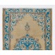 Vintage Turkish Oushak Rug in Beige, Cream and Blue Colors