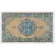 Vintage Turkish Oushak Rug in Beige, Cream and Blue Colors