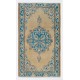 Vintage Turkish Oushak Rug in Beige, Cream and Blue Colors