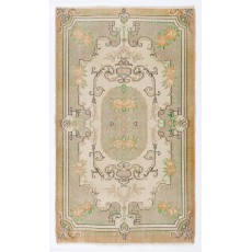Vintage Handmade Floral Design Rug in French Style