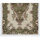 Vintage Handmade Oushak Rug in Beige, Green, Pink and Orange Colors