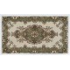 Vintage Handmade Oushak Rug in Beige, Green, Pink and Orange Colors