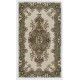 Vintage Handmade Oushak Rug in Beige, Green, Pink and Orange Colors