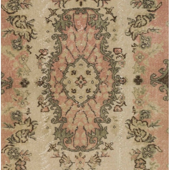 Mid-Century Hand-Knotted Turkish Area Rug. Vintage Oushak Carpet in Soft Colors. Very Good Condition Mid-Century Hand-Knotted Turkish Area Rug. Vintage Oushak Carpet in Soft Colors. Very Good Condition