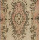 Mid-Century Hand-Knotted Turkish Area Rug. Vintage Oushak Carpet in Soft Colors. Very Good Condition