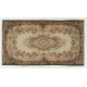 Mid-Century Hand-Knotted Turkish Area Rug. Vintage Oushak Carpet in Soft Colors. Very Good Condition