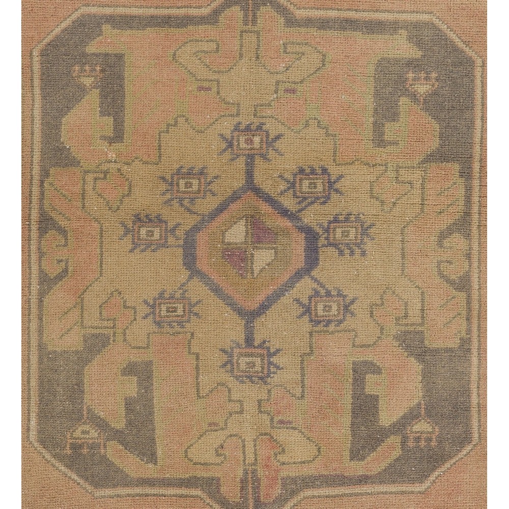 One-of-a-Kind Vintage Handmade Turkish Oushak Rug in Soft Colors, 100% Wool