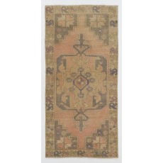 One-of-a-Kind Vintage Handmade Turkish Oushak Rug in Soft Colors, 100% Wool