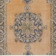 Fine Hand-Knotted Area Rug with Medallion Design in Soft Tones. Vintage Carpet, Woolen Floor Covering