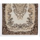 Hand-Knotted Vintage Turkish Area Rug with Medallion Design in Neutral Colors. Woolen Floor Covering