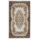 Hand-Knotted Vintage Turkish Area Rug with Medallion Design in Neutral Colors. Woolen Floor Covering