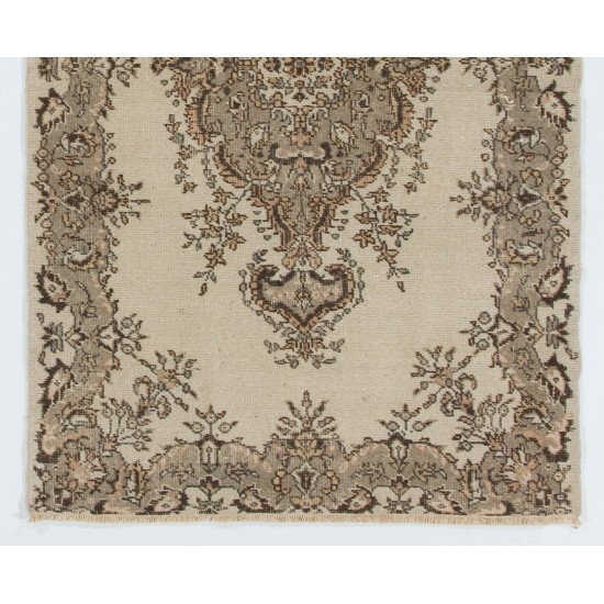 Vintage Anatolian Oushak Area Rug in Neutral Colors. Hand-Knotted Carpet, Woolen Floor Covering