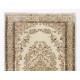 Vintage Handmade Turkish Oushak Rug in Neutral Colors. Woolen Floor Covering