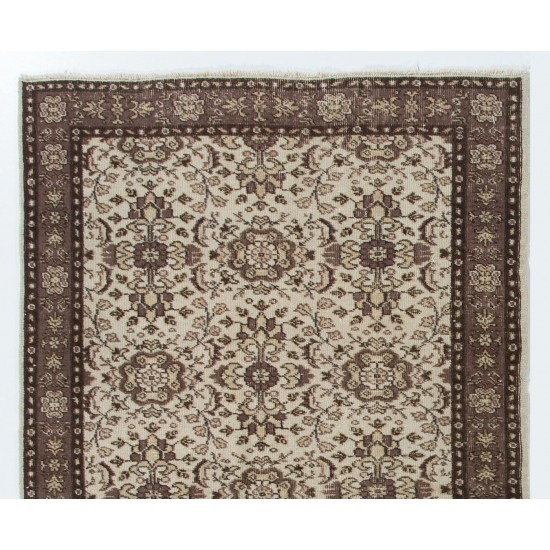 Floral Patterned Vintage Hand-Knotted Anatolian Oushak Rug