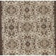 Floral Patterned Vintage Hand-Knotted Anatolian Oushak Rug