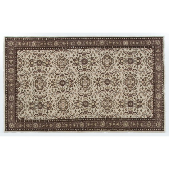 Floral Patterned Vintage Hand-Knotted Anatolian Oushak Rug Floral Patterned Vintage Hand-Knotted Anatolian Oushak Rug