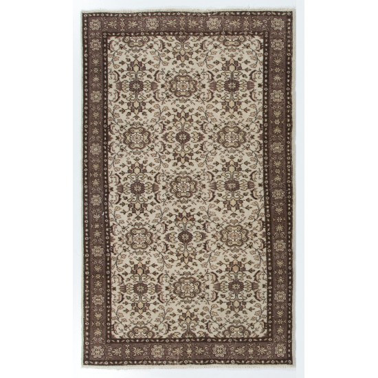 Floral Patterned Vintage Hand-Knotted Anatolian Oushak Rug Floral Patterned Vintage Hand-Knotted Anatolian Oushak Rug