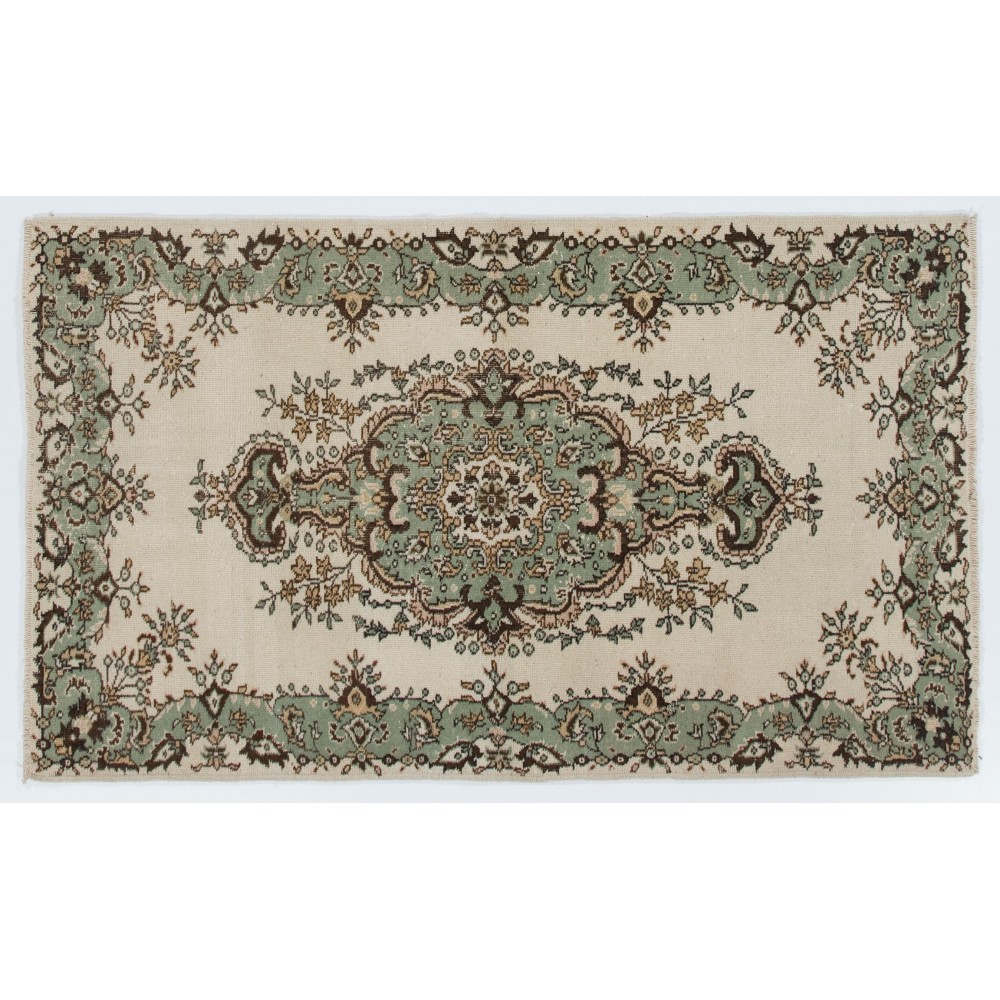 Vintage Anatolian Oushak Rug. Hand Knotted Carpet, Floor Covering
