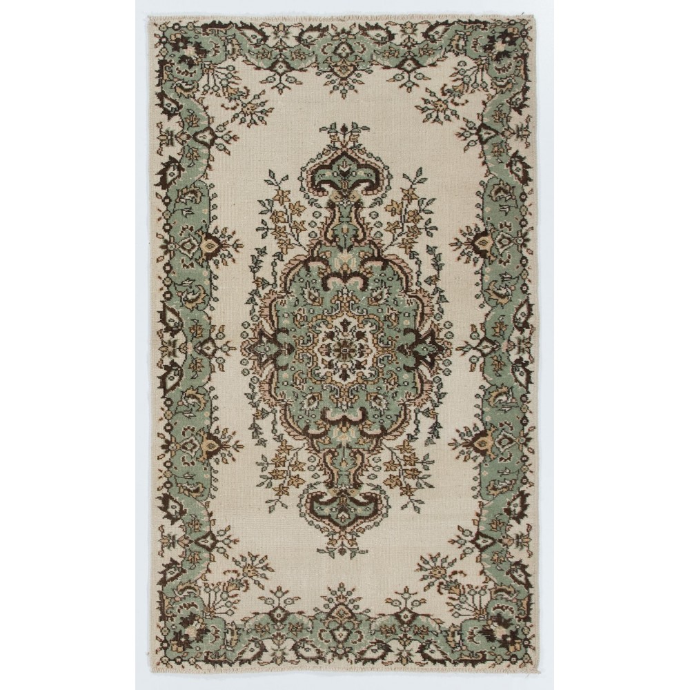 Vintage Anatolian Oushak Rug. Hand Knotted Carpet, Floor Covering