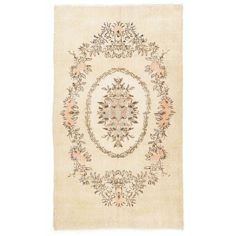 Unusual One-of-a-Kind Vintage Rug, circa 1950, Hand-Knotted Carpet