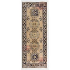 Vintage Oushak Runner Rug for Kitchen, Hallway Rug, Hanknotted Corridor Rug, Wool Stair Rug