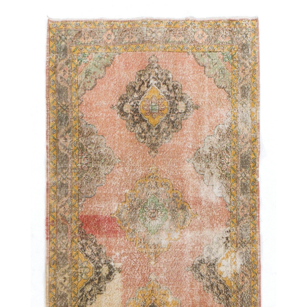 One-of-a-Kind Turkish Runner, Ca 1950. Vintage Handmade Wool Rug for Hallway decor