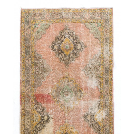 One-of-a-Kind Turkish Runner, Ca 1950. Handmade Wool Rug for Hallway decor. Mid-Century Vintage Village Carpet