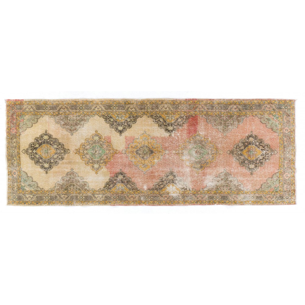 One-of-a-Kind Turkish Runner, Ca 1950. Vintage Handmade Wool Rug for Hallway decor