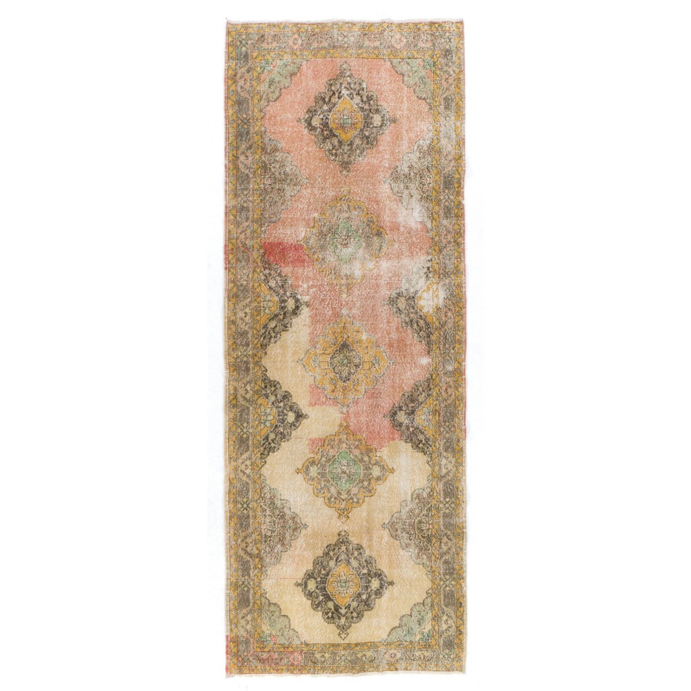 One-of-a-Kind Turkish Runner, Ca 1950. Vintage Handmade Wool Rug for Hallway decor