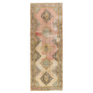 One-of-a-Kind Vintage Runner Rug for Kitchen. Hallway Rug. Hanknotted Corridor Rug. Wool Stair Rug