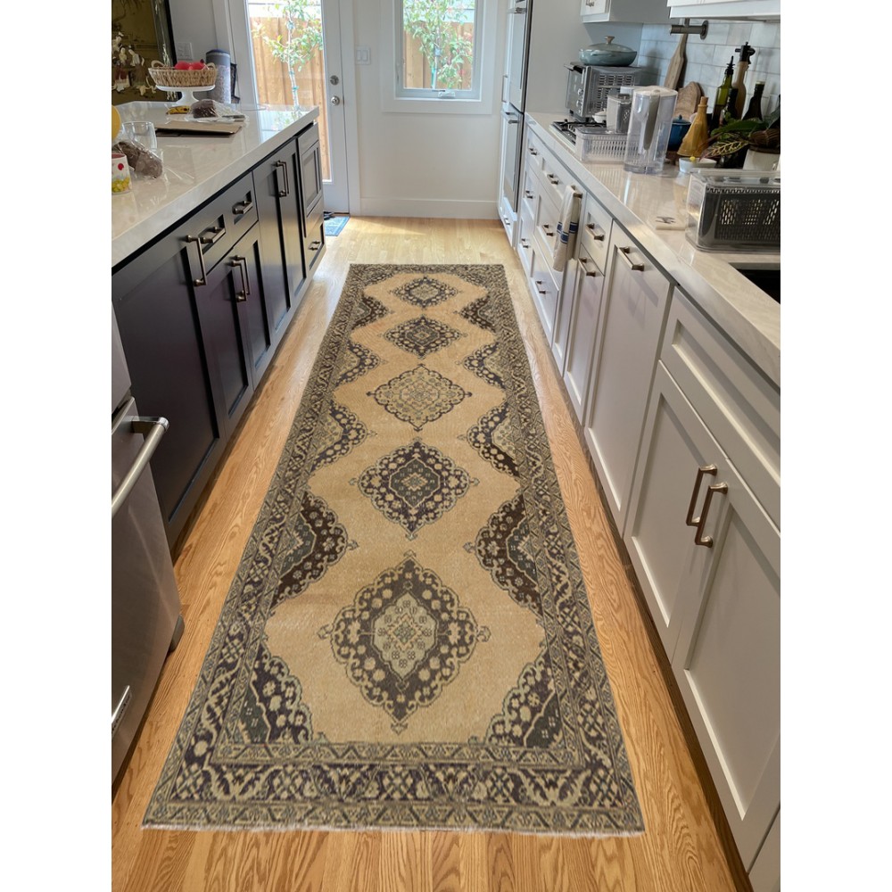 Vintage Runner Rug, Handmade Kitchen Rug, Corridor Carpet, Stair Rug