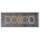 Handmade Vintage Oushak Runner Rug in Beige and Navy Blue Colors