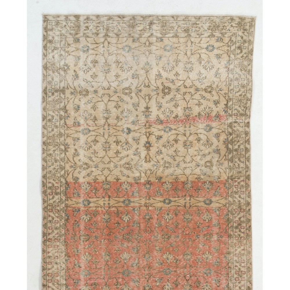 Vintage Anatolian Runner, Long Rug - Faded Red and Beige Colors