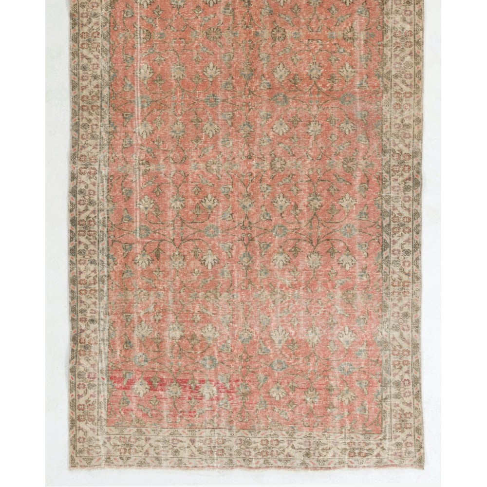 Vintage Anatolian Runner, Long Rug - Faded Red and Beige Colors