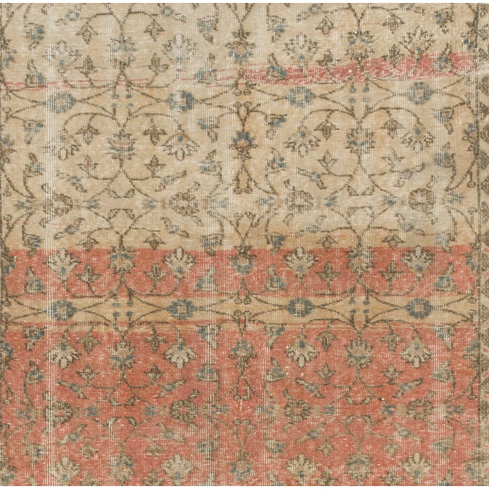 Vintage Anatolian Runner, Long Rug - Faded Red and Beige Colors