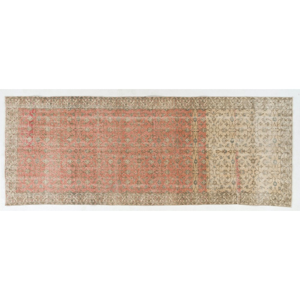 Vintage Anatolian Runner, Long Rug - Faded Red and Beige Colors