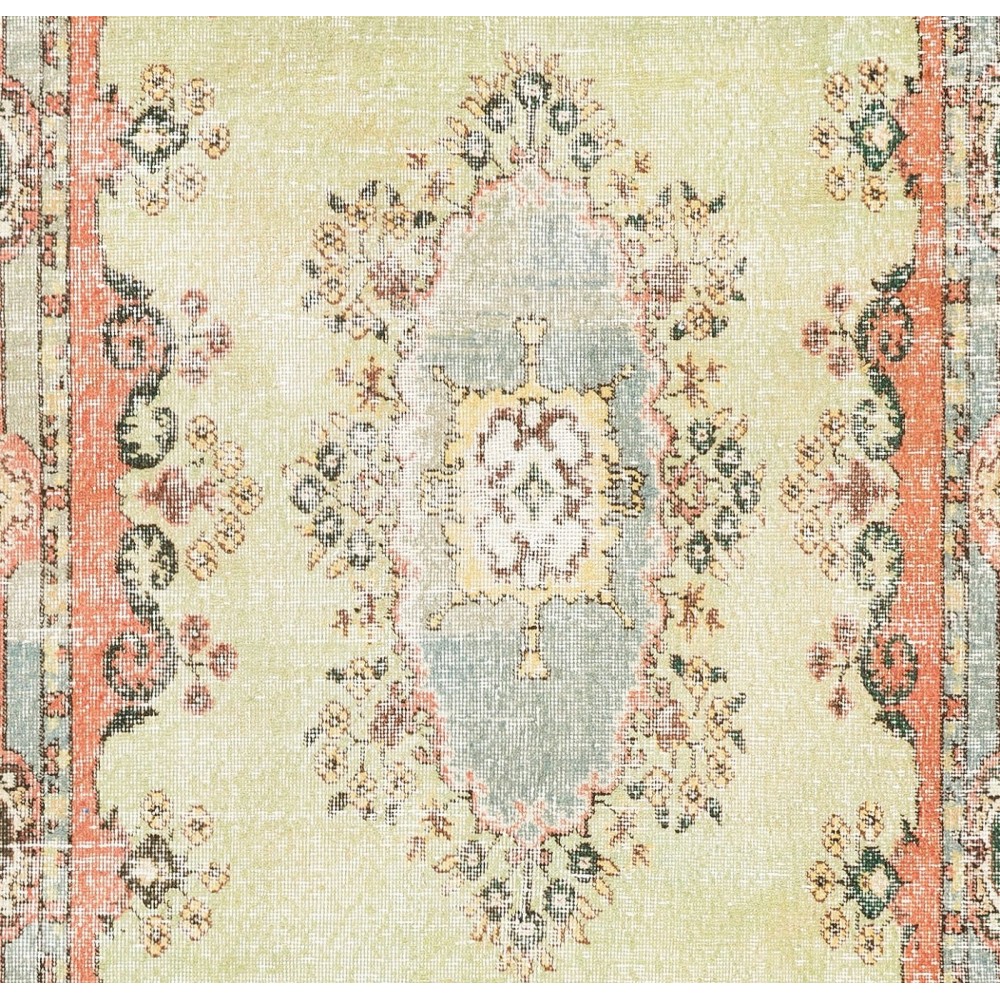 Fine Handmade Vintage Turkish Oushak Rug with Garden Design, Ca 1960