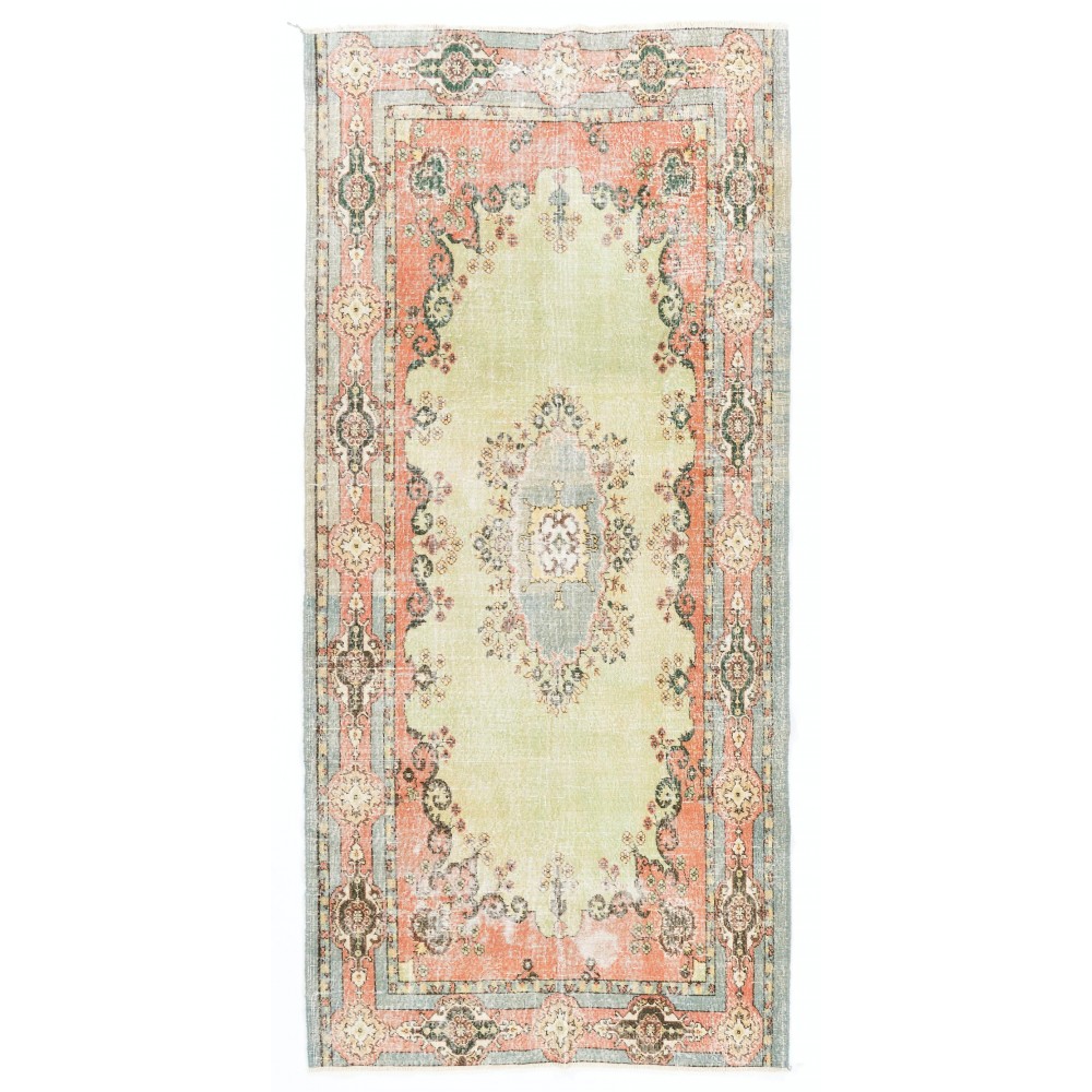 Fine Handmade Vintage Turkish Oushak Rug with Garden Design, Ca 1960