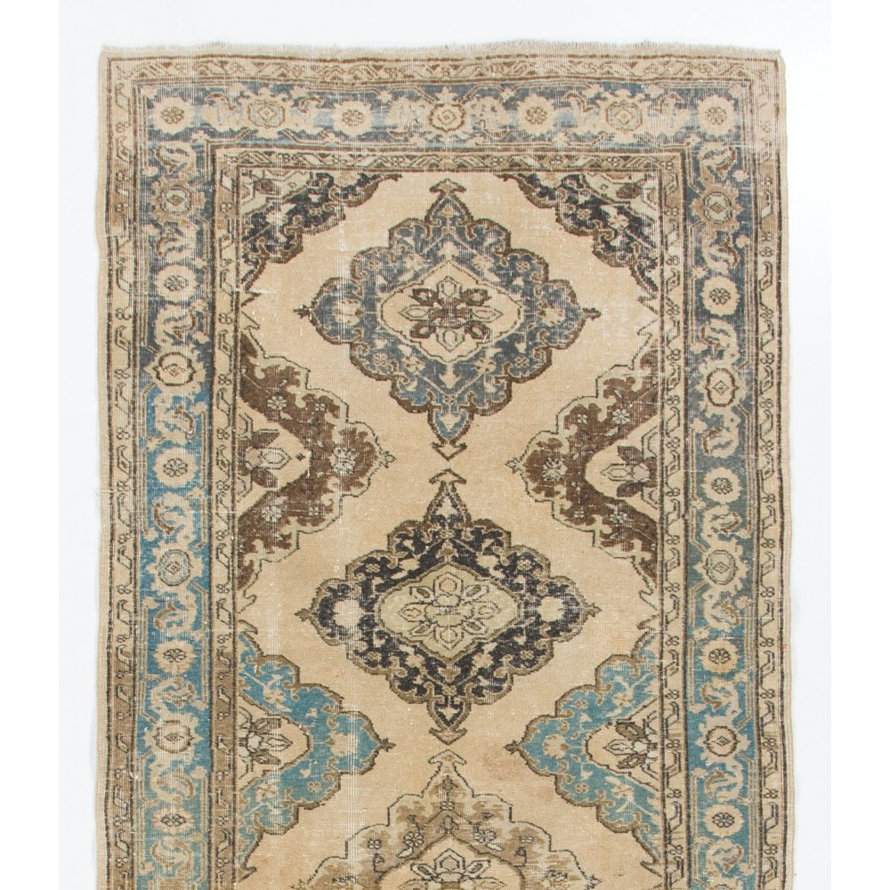 Vintage Anatolian Oushak Runner. Handmade Hallway Carpet, Floor Covering