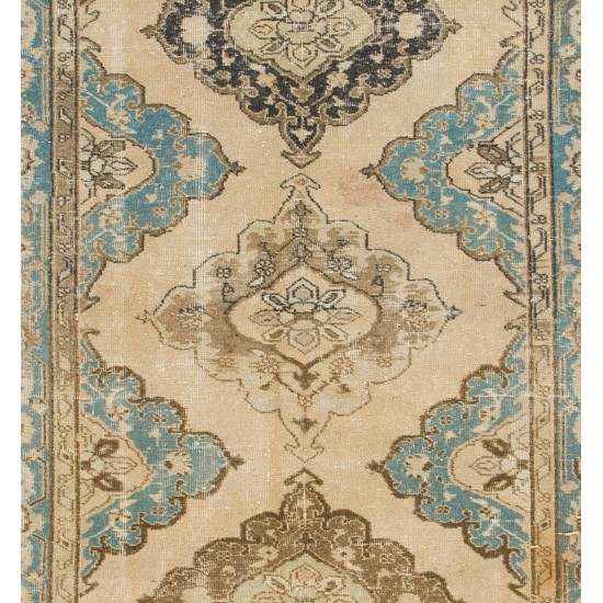 Vintage Anatolian Oushak Runner. Handmade Hallway Carpet, Floor Covering