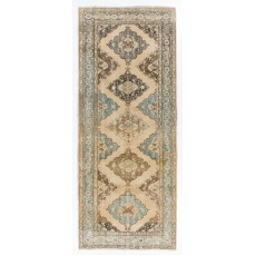 Vintage Anatolian Oushak Runner. Handmade Hallway Rug, Floor Covering