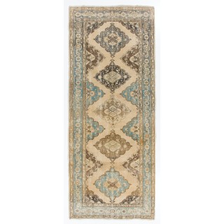 Vintage Anatolian Oushak Runner. Handmade Hallway Rug, Floor Covering