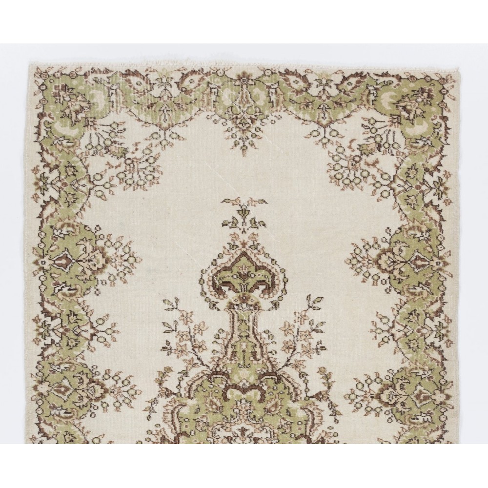 Vintage Handmade Turkish Oushak Rug with Medallion Design