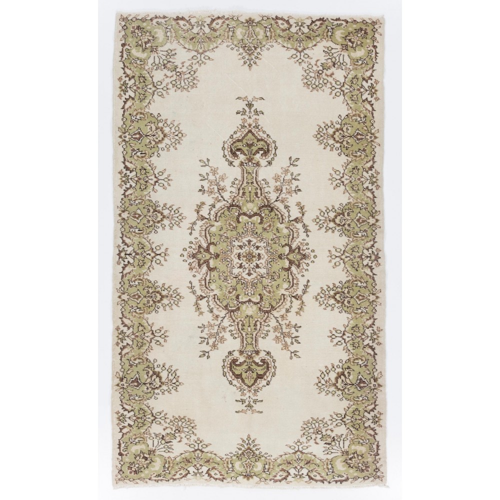 Vintage Handmade Turkish Oushak Rug with Medallion Design