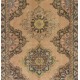 Vintage Oushak Runner Rug in Beige, Handmade Turkish Corridor Carpet