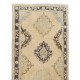 Mid-Century Anatolian Oushak Runner. Hand Knotted Wool Rug