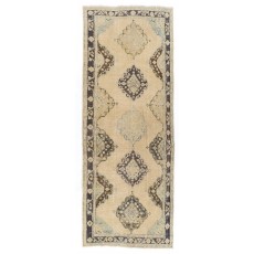 Vintage Runner Rug for Kitchen. Hallway Rug. Hanknotted Corridor Rug. Turkish Stair Rug