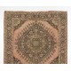 Vintage Runner Rug for Kitchen, Handmade Hallway Rug with Geometric Tri-Medallions, Oushak Stair Rug in Natural Colors