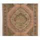 Vintage Runner Rug for Kitchen, Handmade Hallway Rug with Geometric Tri-Medallions, Oushak Stair Rug in Natural Colors